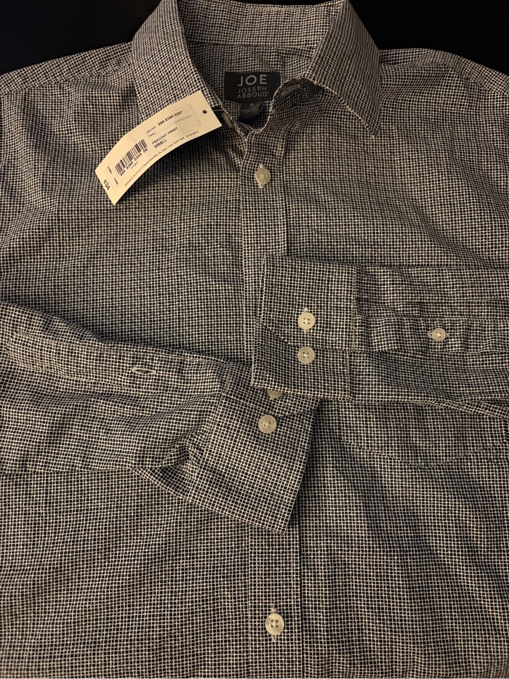 NWT JOE Joseph Abboud Mens S Navy White Grid Shirt